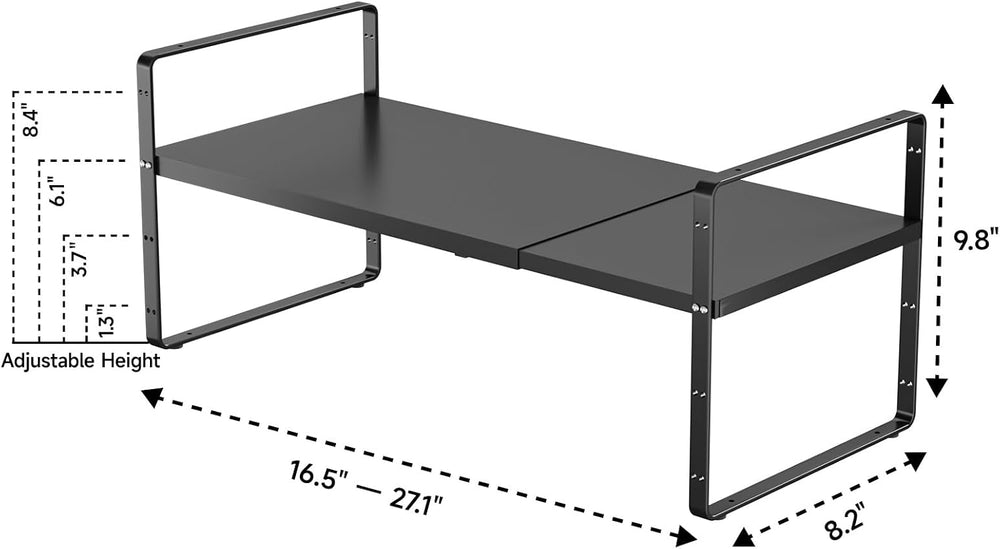 2Pack 16.5-27''L Expandable Cabinet Countertop Shelf Organizer, Black