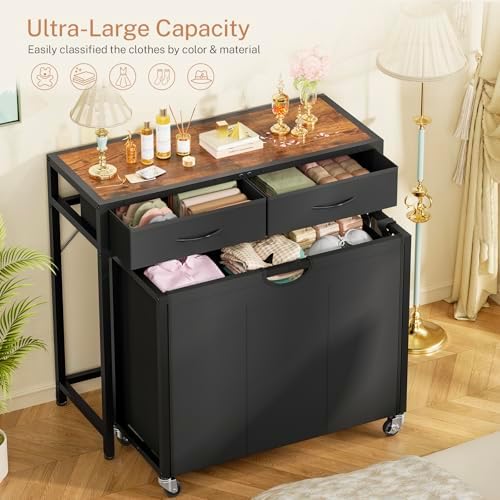 Laundry Sorter, Rolling Laundry Hamper with 3 Section Pull-Out Bags, Laundry ...