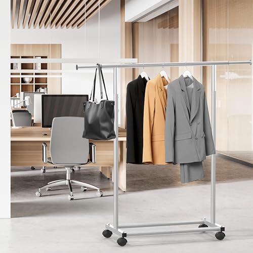 Simple Houseware Standard Rod Garment Clothing Rack, Silver