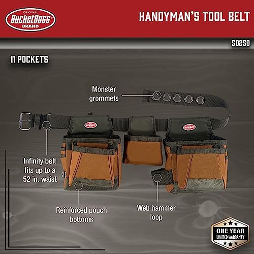 Bucket Boss - Handyman’s Tool Belt, Tool Belts - Original Series (50250), Brown
