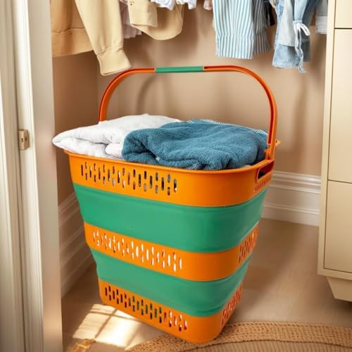 SAMMART 38L(10 Gal) Collapsible Laundry Basket - Foldable Pop-Up Storage Cont...