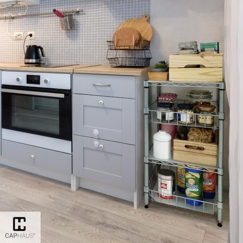 Fencer Wire NSF 2 to 4 Tier Stackable Wire Shelving Unit w/Baskets & Line...