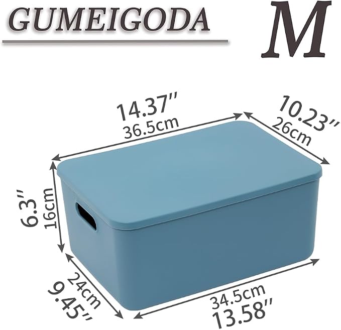 Plastic Storage Bins with lids, Storage Baskets, Container with handle
