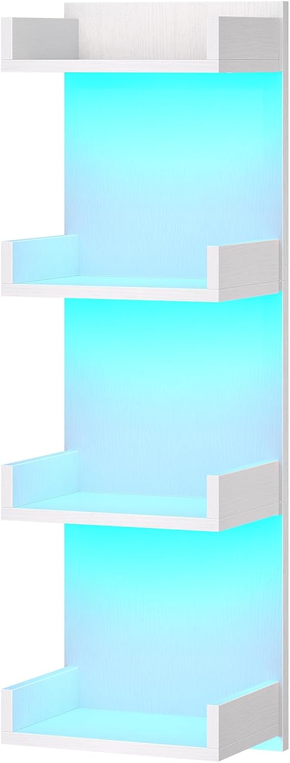 HOOBRO Floating Wall Shelves with LED Lights, Floating Shelf Wall Mounted