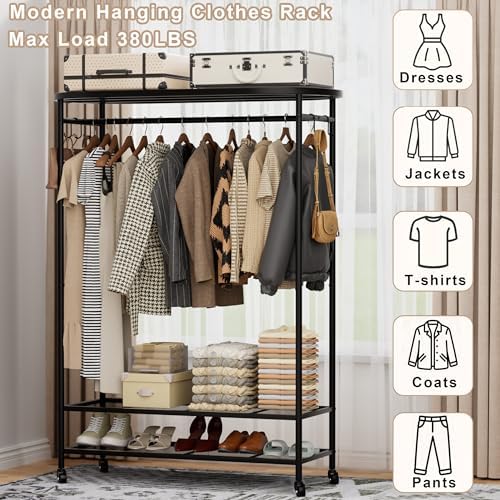 BACEKOLL Clothes Rack with Cover Heavy Duty Rolling Portable Closet 380LBS