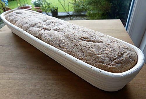 15 inches Baguette Banneton Bread Proofing Basket and Linen Liner Set 2 Pack,...