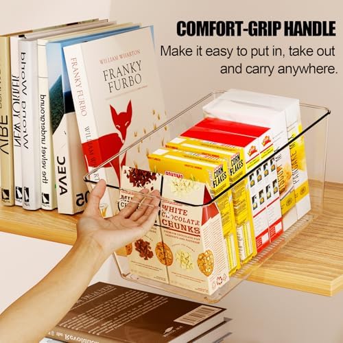 6 Pack Clear Plastic Storage Bins, Kitchen&Pantry Organizer Large