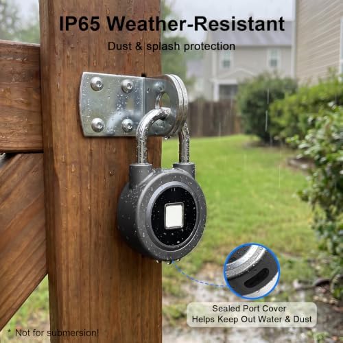 Fingerprint Padlock Gym Lock for Locker, Smart Padlock Finger Print Lock with...