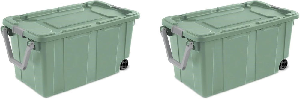 Storage Bin 40 Gallon 160 Qt Wheeled Industrial Tote Plastic Rolling Stacker ...