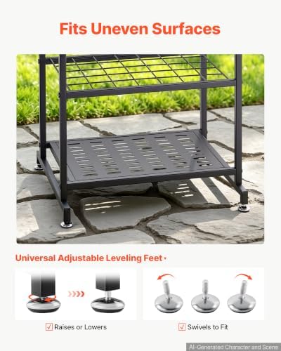 VEVOR Garden Tool Organizer, 35 Slots with Hooks, Metal Garage Storage Rack