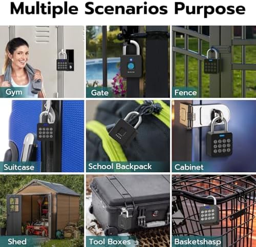Fingerprint Gym Locker Lock with Code Keypad, Weatherproof Padlock