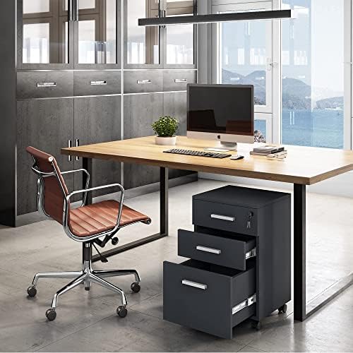 Modern Designs Lazio Black File Cabinet, Filing Cabinets for Home Office, Dra...