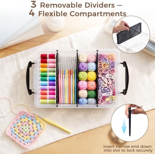 Citylife 2PC Storage Bins with Lids,Storage Box with Dividers
