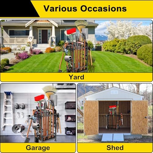 3 Tier Garden Tool Organizer, Garage Storage and Organization, Metal Yard Too...