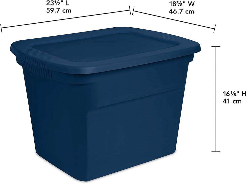 Sterilite Tote, Plastic Storage Bins with Snap Lids, 18 Gallon, 16-Pack