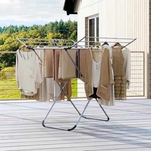 Giantex Foldable Clothes Drying Rack, Freestanding Aluminum Laundry Drying Ra...