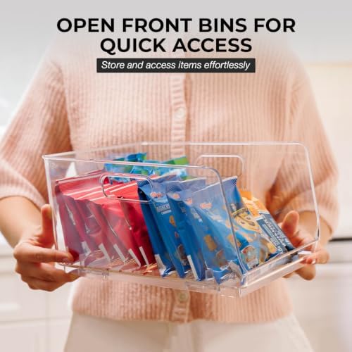 ClearSpace Stackable Storage Bins, Front Pantry Organizer, Medium, 4 Pack
