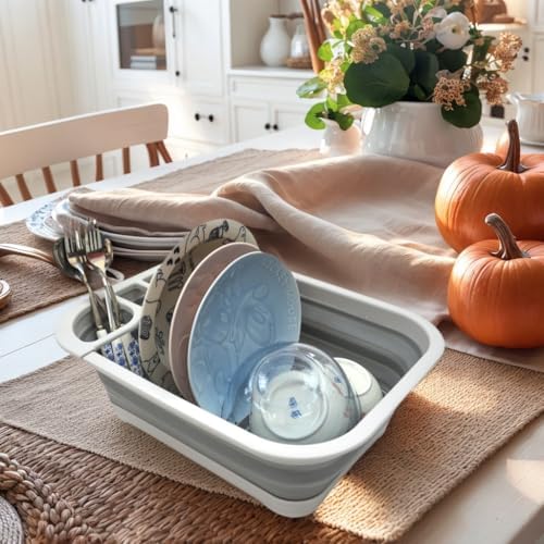 SAMMART Set of 2 Collapsible Dish Drainer with Drainer Board - Foldable Dryin...