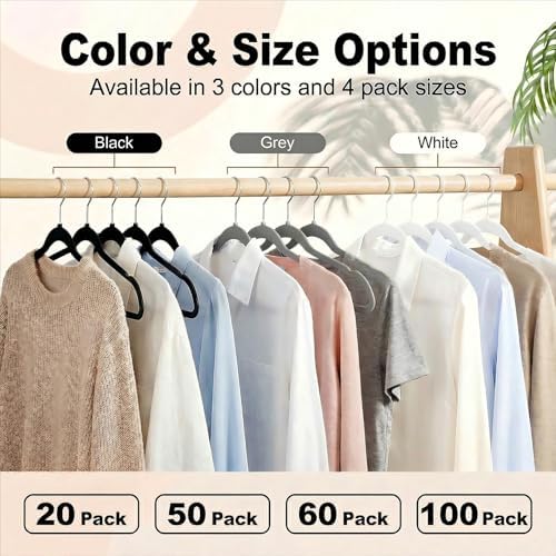 HOUSE DAY Black Plastic Hangers 60 Pack, Ultra-Thin Heavy Duty Non-Velvet