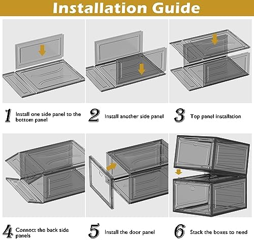 12 Pack Shoe Organizer, Stackable Shoe Storage Boxes with Magnetic Door