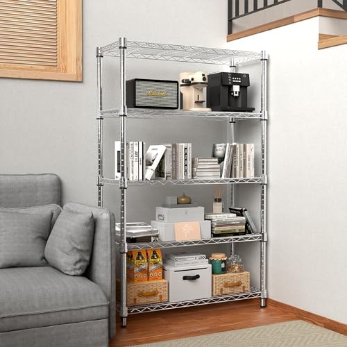 M MZG 2 PCS Storage Shelving Utility Shelving Unit 5-Tier Utility Shelving Un...