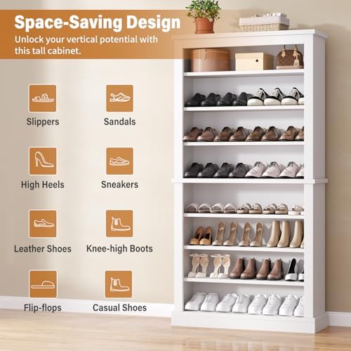 knoworld Freestanding Shoe Cabinet, Holds 40-45 Pairs, 71 Inch Tall 9-Tier Sh...