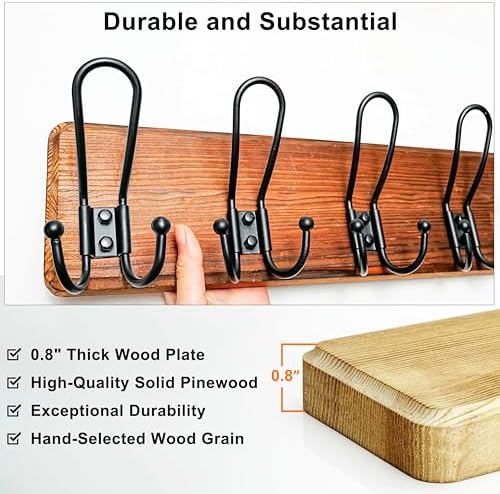 Dseap Coat Rack Wall Mounted - Heavy Duty Farmhouse Rustic Wall Coat Hanger w...