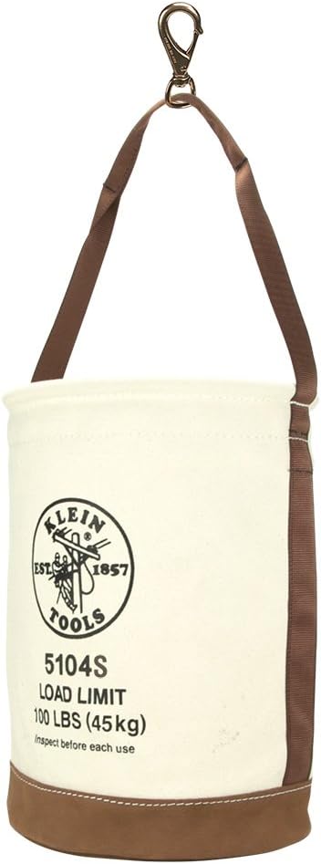 Klein Tools 5104S Canvas Bucket, Tool Bucket Made with No. 4 Canvas and Leath...