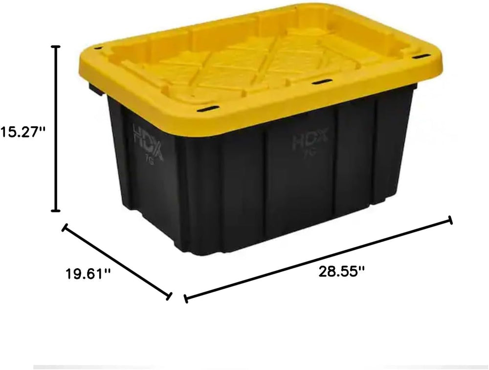HDX Tough Polypropylene Plastic 27 Gal. Storage Tote in Black by HDX (4 pack)