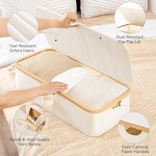 StorageWorks 7" Low Profile Underbed Storage Containers with Bamboo Frame