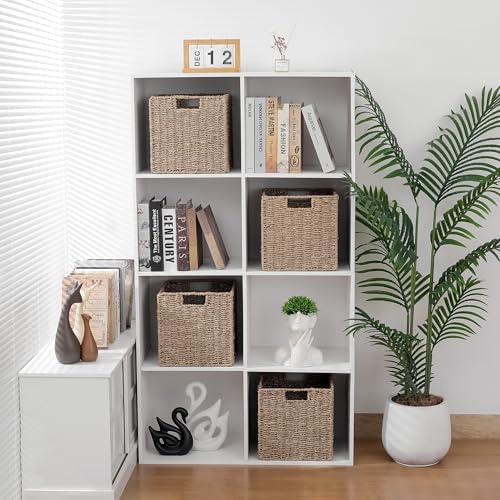 10.5 x 10.5in seagrass storage baskets set of shown in use