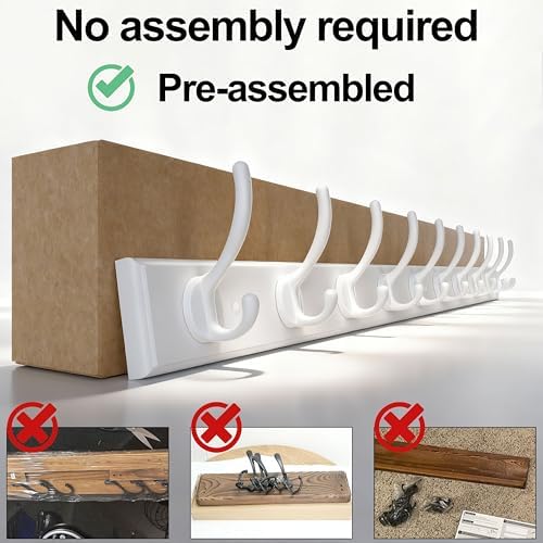 WEBI Coat Rack Wall Mount,10 Hooks,38 1/4" Long,Coat Hooks Wall Mounted,...