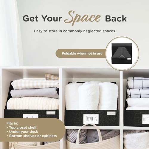 VIVIDECOR Open Front Trapezoid Closet Bins, Closet Shelf Organizer, Black