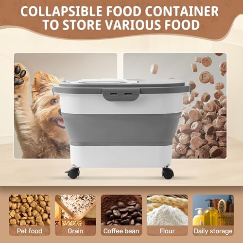 SEWIU Dog Food Storage Container Up to 2pack*20LB,Collapsible Dog Food Contai...