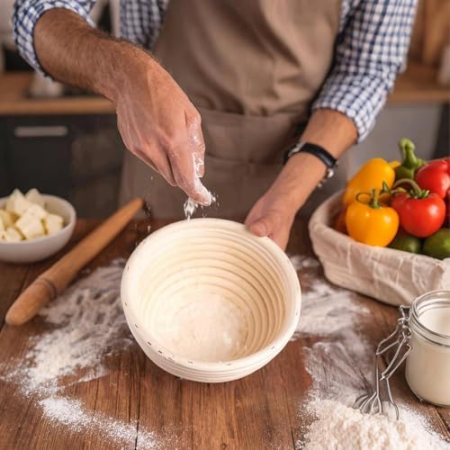 Banneton Bread Proofing Basket Set of 6 with Cloth Liner, 6 Inch, Round