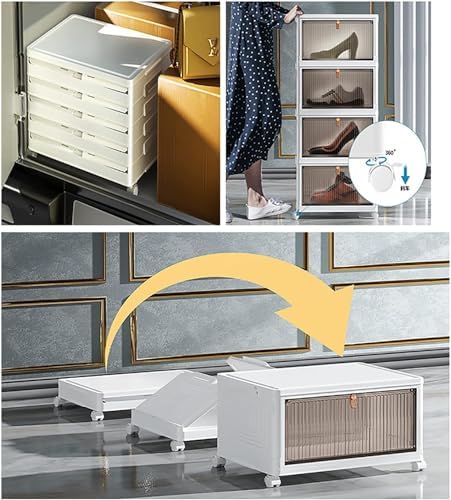 HYGRAD BUILT TO SURVIVE - Foldable White Plastic Shoe Box 2/3/4/5/6 Tier Stac...