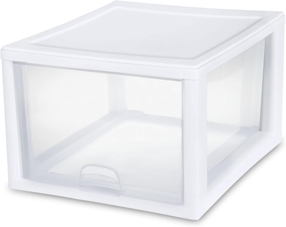 Sterilite Stacking Drawer Storage Organizer for Clothes, 27 Quart, 16-Pack