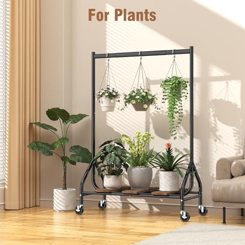 EAGMAK Heavy Duty Clothes Rack Load 420 LBS, Rolling Garment Rack with Lockab...