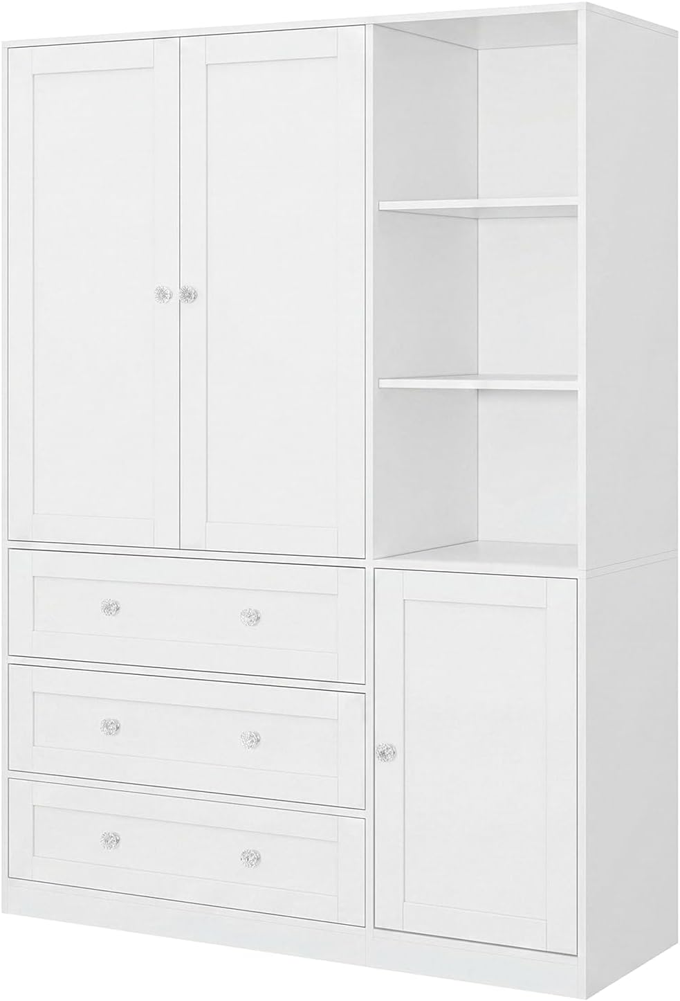 VOWNER 71"H Armoire Wardrobe Closet with Mirror and Open Shelves (1, White)