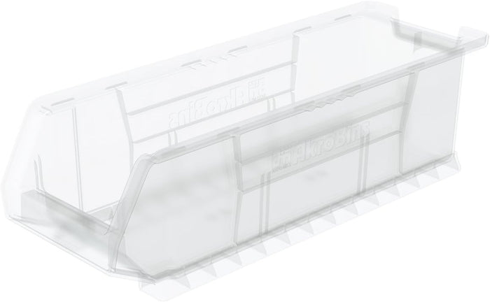 Akro-Mils 30284 Super-Size AkroBins Plastic Storage Bins, Space-Saving Stackable Bins for Garage, Classroom, Warehouse Organization, 24" L x 8" W x 7" H, Clear, 4-Pack