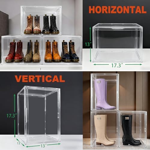 5 Pack XXX-Large Tall BootOrganizer, 17.3x13x13'' Acrylic Display Case