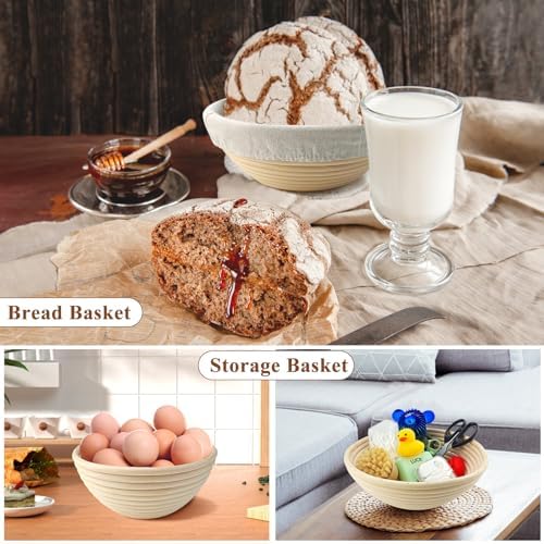 Sourdough Banneton Set of 2, 9-Inch Round & 10-Inch Oval Baskets