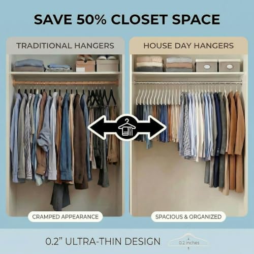 HOUSE DAY Ivory Plastic Hangers 50 Pack - Ultra-Thin Heavy Duty Non-Velvet