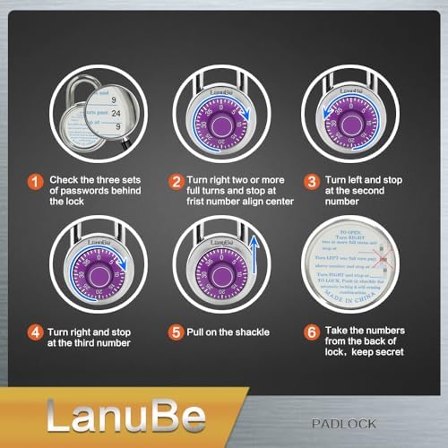 LanuBe Lock Standard Dial Combination Padlock 24 Pack Wide 2-in Purple Dial