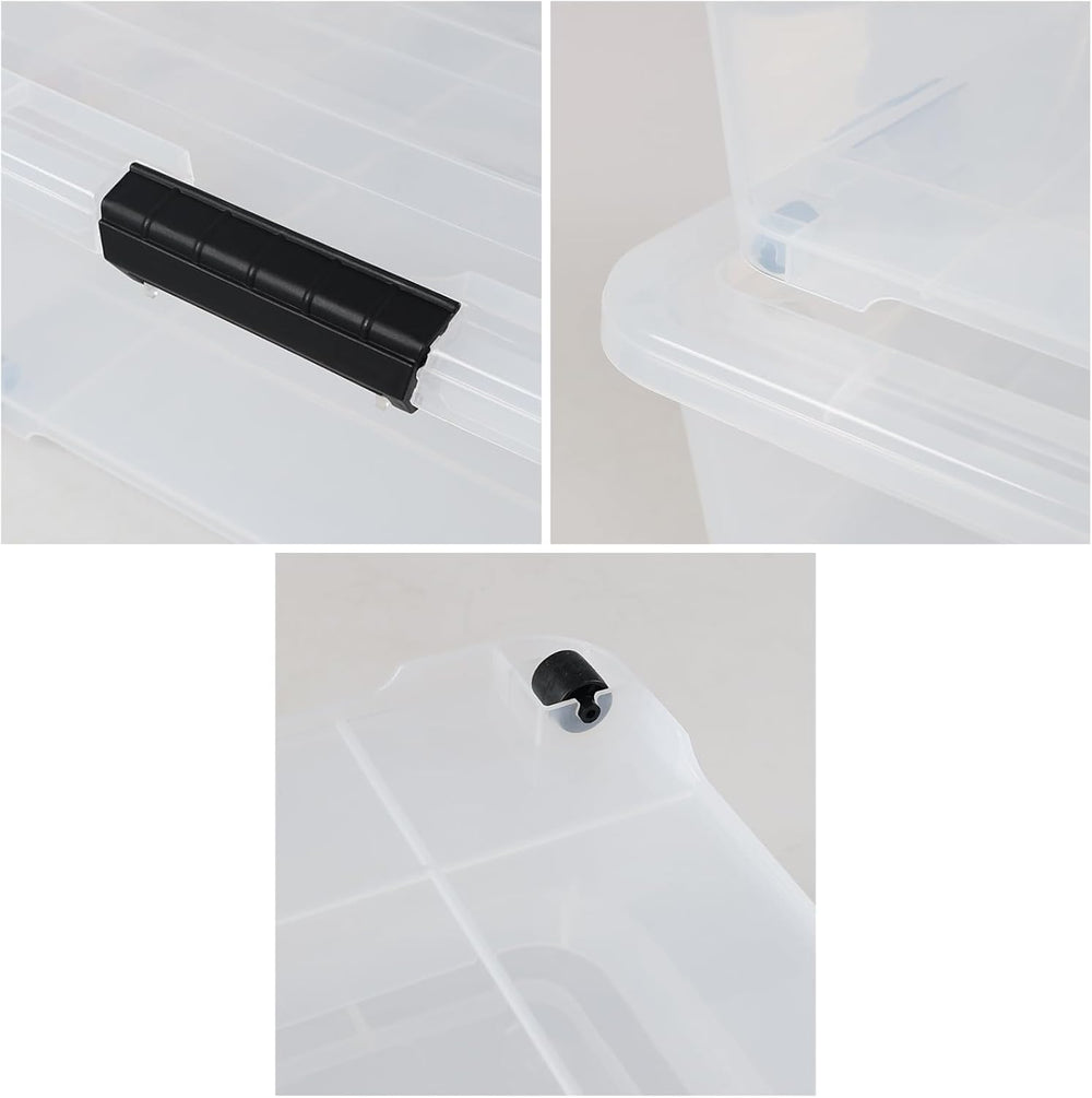 3-Pack Large Clear Plastic Underbed Container with Wheels, 50 L