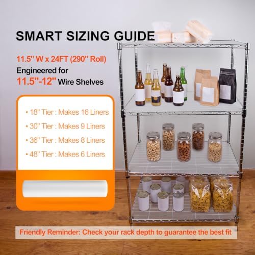 PABUSIOR Shelf Liner for 12 inch Wire Shelves: 11.5" W x 290" L Thi...