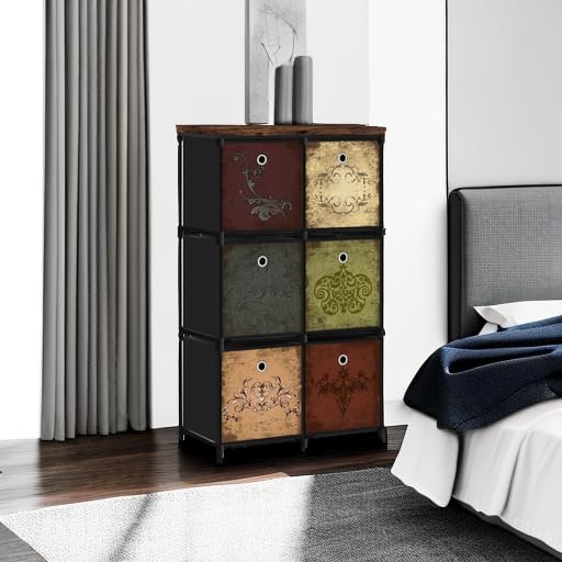 VASICAR Small Fabric Dresser with 6 Drawers, DIY Cube Organizer for Closet