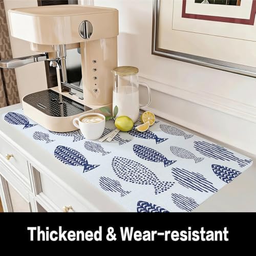 Blue Fish Drawer Shelf Liner for Kitchen Cabinets 15.7IN x 16.4FT