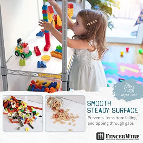 Fencer Wire NSF Adjustable Height Wire Shelving w/Liner, Basement Storage She...