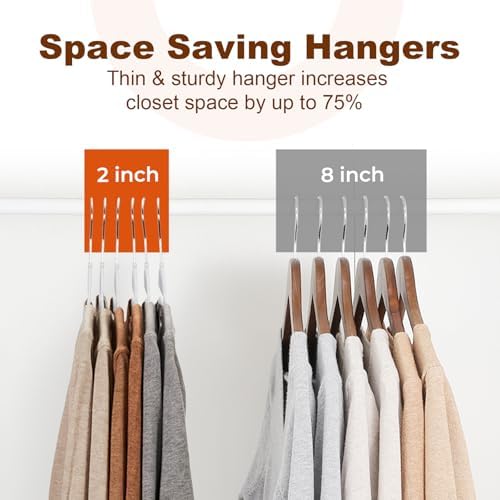 HOUSE DAY Slim Plastic Hangers with Non Slip Rubber Pads, 50 Pack, White